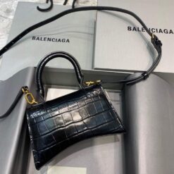 Replica Balenciaga 592833 Hourglass XS Top Handle Bag Black Gold 2