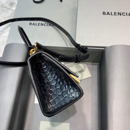 Replica Balenciaga 592833 Hourglass XS Top Handle Bag Black Gold 3