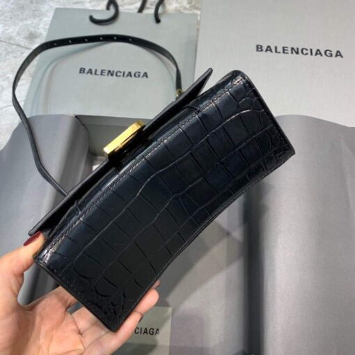 Replica Balenciaga 592833 Hourglass XS Top Handle Bag Black Gold 4