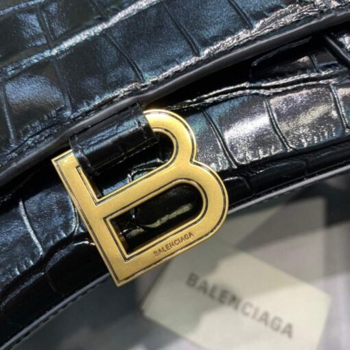 Replica Balenciaga 592833 Hourglass XS Top Handle Bag Black Gold 6