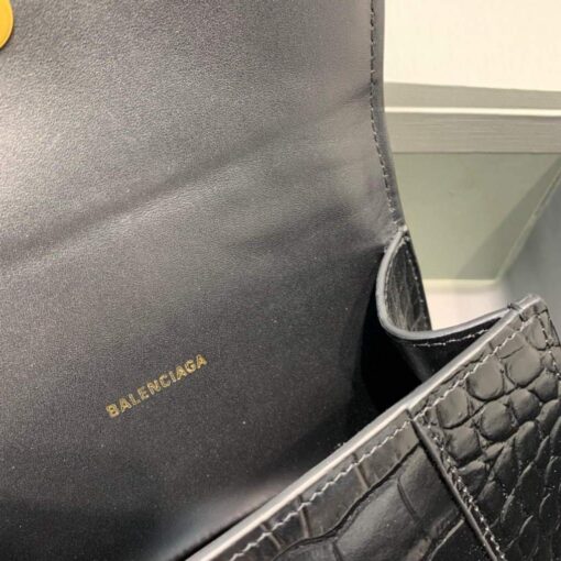 Replica Balenciaga 592833 Hourglass XS Top Handle Bag Black Gold 8