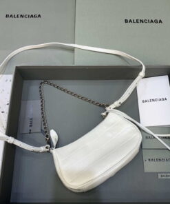 Replica Balenciaga 6940271VG9 Le Cagole Mini Multipouch in White Crocodile 2