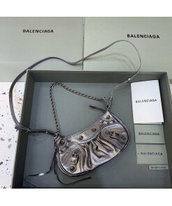 Replica Balenciaga 6940271VG9 Le Cagole Mini Multipouch in Silver Grey Arena lambskin