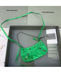 Replica Balenciaga 6940271VG9 Le Cagole Mini Multipouch in Green Arena lambskin