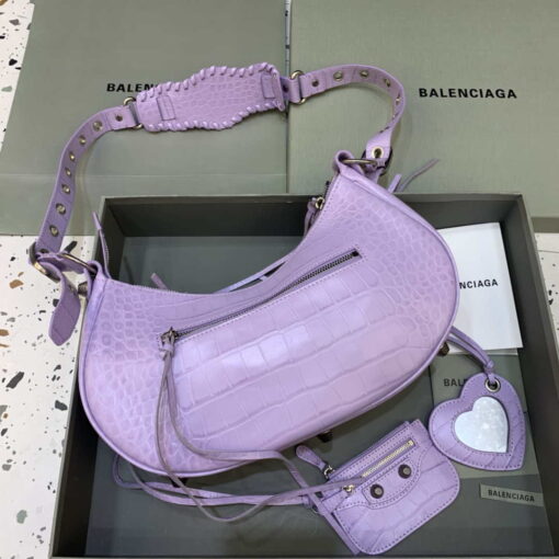 Replica Balenciaga 67130723 Women's Le Cagole Small Shoulder Bag Crocodile Embossed In Purple 2