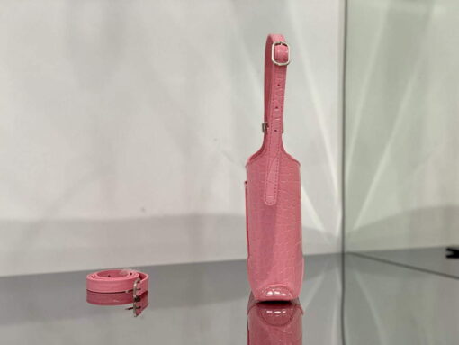 Replica Balenciaga 695589 Women's XX Small Hobo Bag Crocodile Embossed Pink 3
