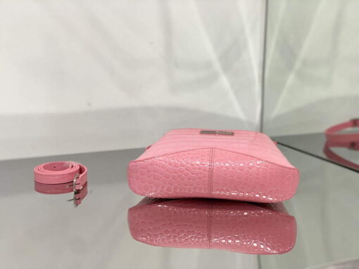 Replica Balenciaga 695589 Women's XX Small Hobo Bag Crocodile Embossed Pink 5