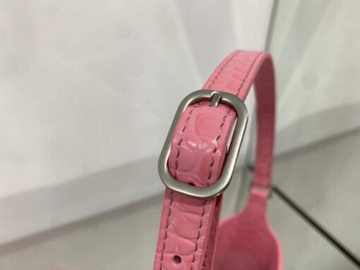 Replica Balenciaga 695589 Women's XX Small Hobo Bag Crocodile Embossed Pink 7