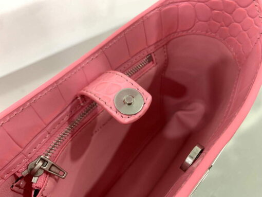 Replica Balenciaga 695589 Women's XX Small Hobo Bag Crocodile Embossed Pink 9