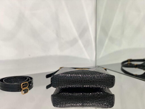 Replica Balenciaga 695589 Women's XX Small Hobo Bag Crocodile Embossed Black 5