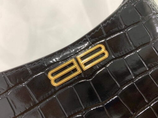 Replica Balenciaga 695589 Women's XX Small Hobo Bag Crocodile Embossed Black 7