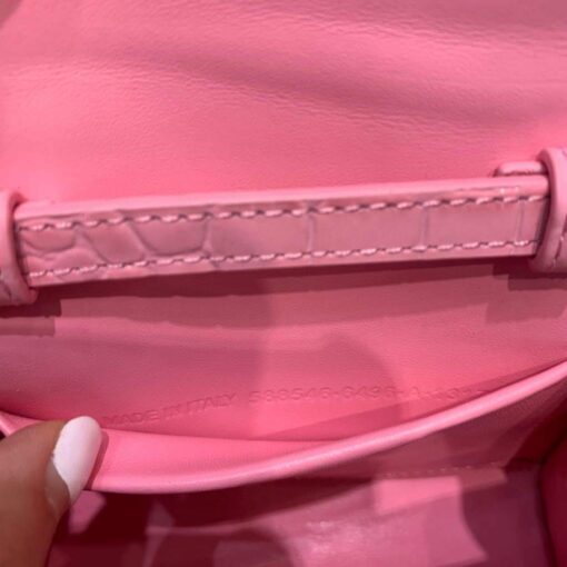 Replica Balenciaga 664676 Hourglass Mini Top Handle Crocodile Bag Pink 8