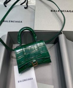 Replica Balenciaga 664676 Hourglass Mini Top Handle Crocodile Bag Green