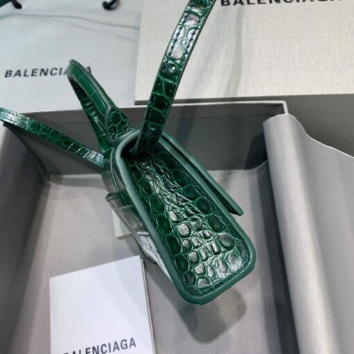 Replica Balenciaga 664676 Hourglass Mini Top Handle Crocodile Bag Green 3
