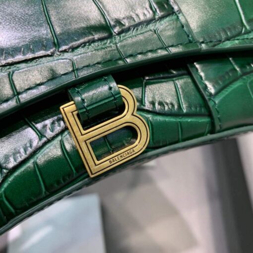 Replica Balenciaga 664676 Hourglass Mini Top Handle Crocodile Bag Green 5