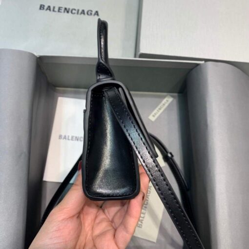 Replica Balenciaga 664676 Hourglass Mini Top Handle Bag Black Gold 3