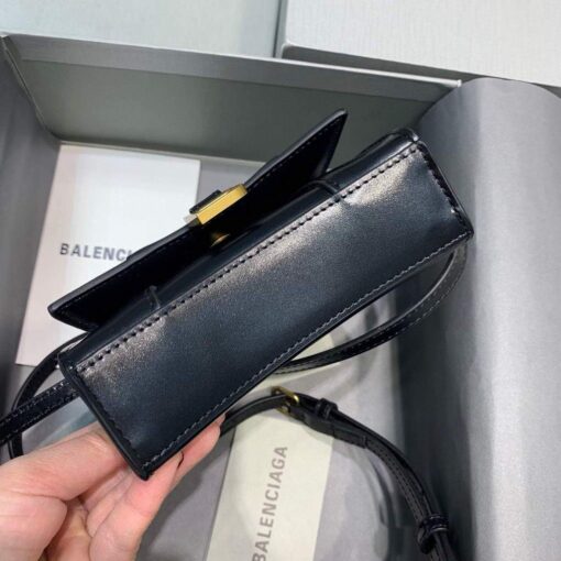 Replica Balenciaga 664676 Hourglass Mini Top Handle Bag Black Gold 4