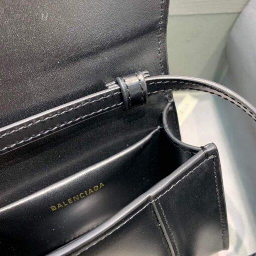 Replica Balenciaga 664676 Hourglass Mini Top Handle Bag Black Gold 7