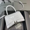 Replica Balenciaga 593546 Hourglass Small Top Handle Crocodile Bag White Gold 9