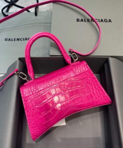 Replica Balenciaga 593546 Hourglass Small Top Handle Crocodile Bag Plum 2