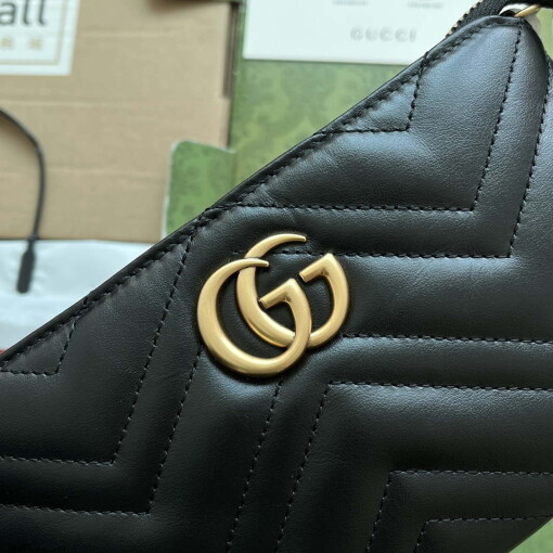 Replica Gucci 443447 GG Marmmont wallet with chain Black leather 5