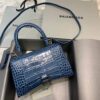 Replica Balenciaga 593546 Hourglass Small Top Handle Crocodile Bag Orange Gold 9