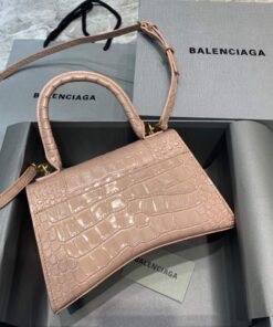 Replica Balenciaga 593546 Hourglass Small Top Handle Crocodile Bag Light Pink 2