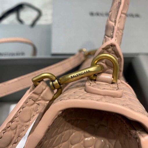Replica Balenciaga 593546 Hourglass Small Top Handle Crocodile Bag Light Pink 6