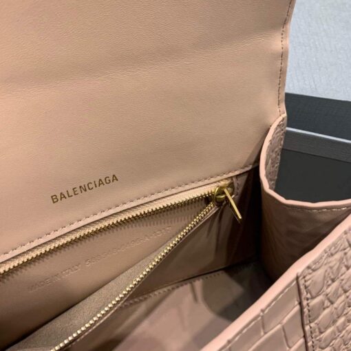 Replica Balenciaga 593546 Hourglass Small Top Handle Crocodile Bag Light Pink 8