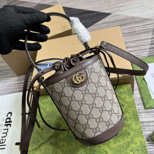 Replica Gucci 760199 Ophidia Mini Bucket Bag Brown 3