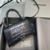 Replica Balenciaga 593546 Hourglass Small Top Handle Crocodile Bag Blue Gold 9