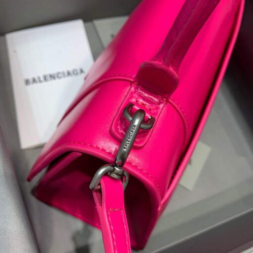 Replica Balenciaga 593546 Hourglass Small Top Handle Calfskin Bag Plum Silver 6