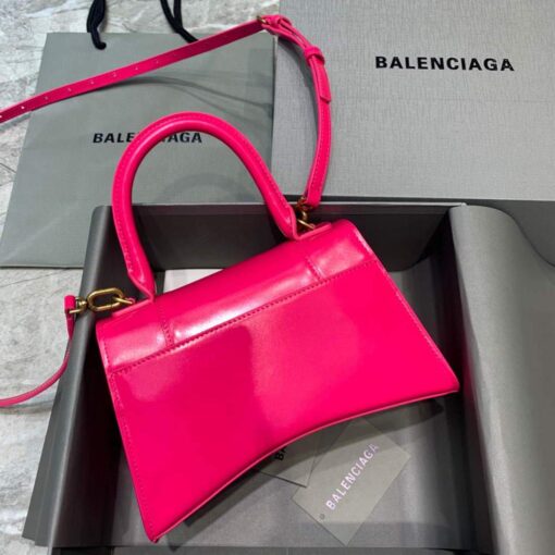 Replica Balenciaga 593546 Hourglass Small Top Handle Calfskin Bag Plum Gold 2