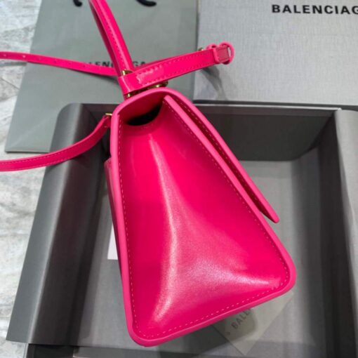 Replica Balenciaga 593546 Hourglass Small Top Handle Calfskin Bag Plum Gold 3