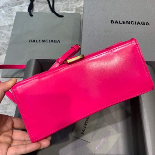 Replica Balenciaga 593546 Hourglass Small Top Handle Calfskin Bag Plum Gold 4