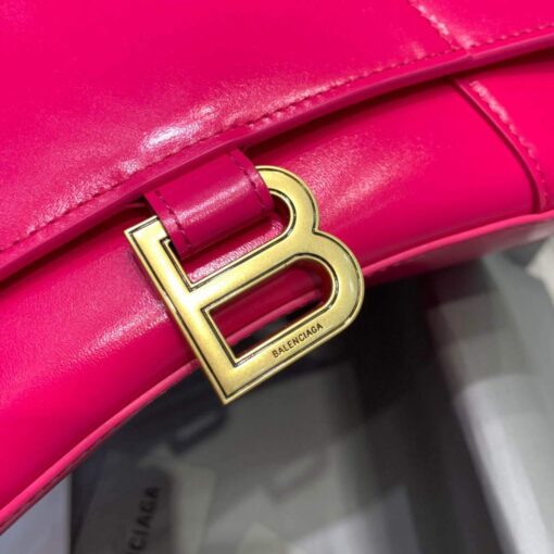 Replica Balenciaga 593546 Hourglass Small Top Handle Calfskin Bag Plum Gold 5