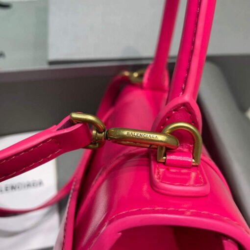 Replica Balenciaga 593546 Hourglass Small Top Handle Calfskin Bag Plum Gold 6