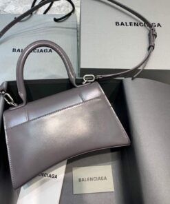 Replica Balenciaga 593546 Hourglass Small Top Handle Calfskin Bag Gray 2