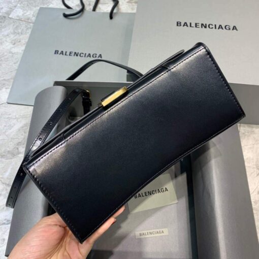 Replica Balenciaga 593546 Hourglass Small Top Handle Calfskin Bag Black Gold 4