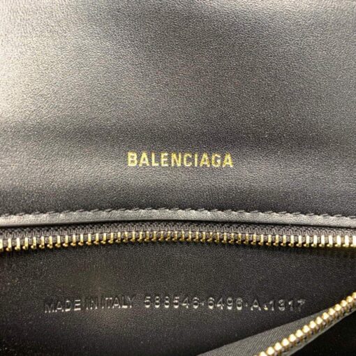Replica Balenciaga 593546 Hourglass Small Top Handle Calfskin Bag Black Gold 8