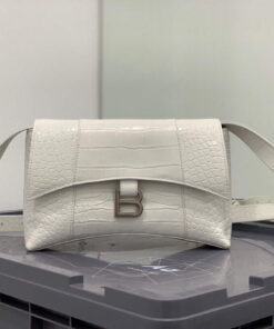Replica Balenciaga 671355 Women's Downtown XS Shoulder Bag Crocodile Embossed White