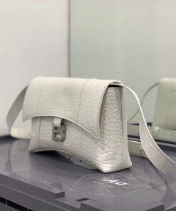 Replica Balenciaga 671355 Women's Downtown XS Shoulder Bag Crocodile Embossed White 2