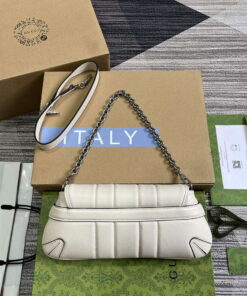 Replica Gucci 764339 Gucci Horsebit Chain Small Shoulder Bag White