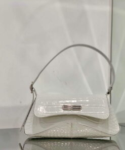 Replica Balenciaga 695645 Women's XX Small Flap Bag Crocodile Embossed In White 2