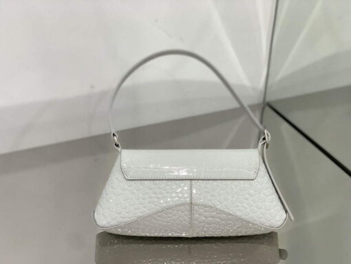 Replica Balenciaga 695645 Women's XX Small Flap Bag Crocodile Embossed In White 3
