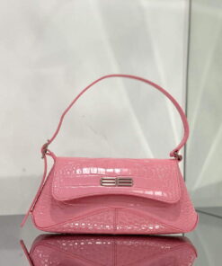 Replica Balenciaga 695645 Women's XX Small Flap Bag Crocodile Embossed In Pink 2