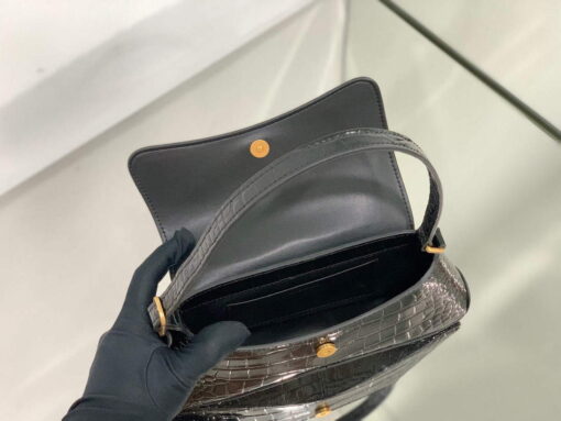 Replica Balenciaga 695645 Women's XX Small Flap Bag Crocodile Embossed In Black 8