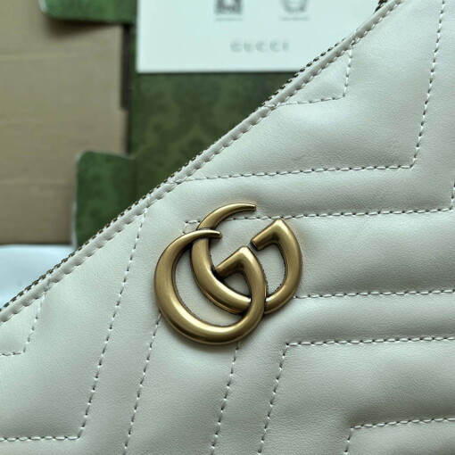 Replica Gucci 443447 GG Marmmont wallet with chain White leather 5