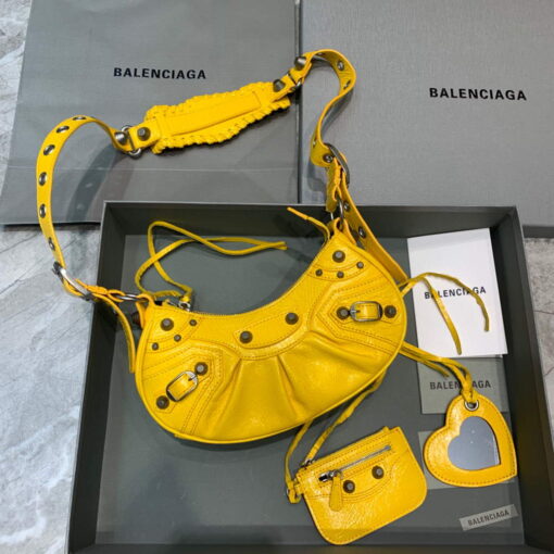 Replica Balenciaga 700940210 Women's Neo Cagole XS Handbag in Yellow Arena lambskin