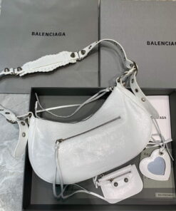 Replica Balenciaga 67130723 Women's Le Cagole Small Shoulder Bag Arena lambskin In White 2